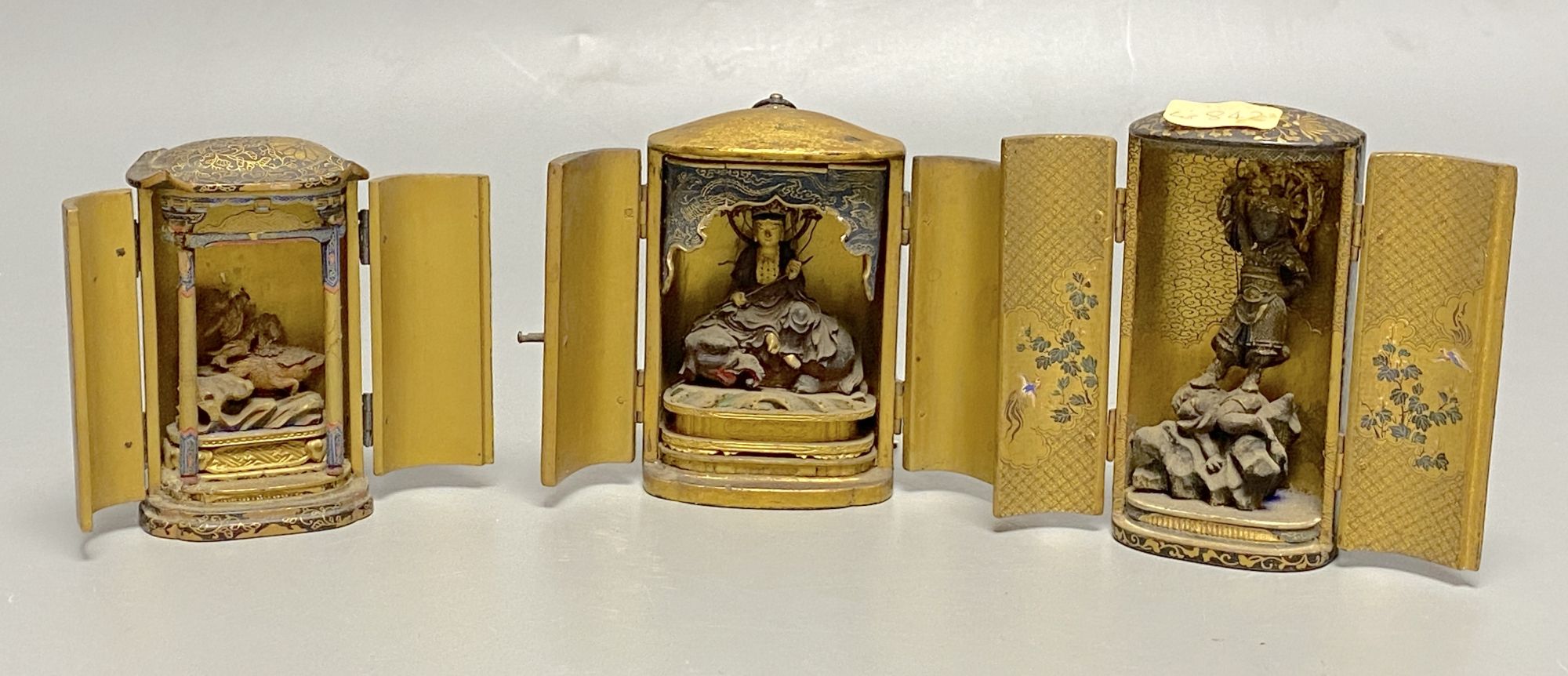 Three 19th century Japanese lacquer portable shrines (zushi)